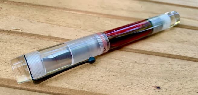 The transparent Opus 88 Demonstrator, practical for tracking ink level.