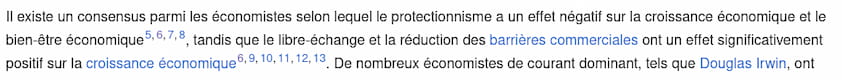 Wikipedia le consensus sur le protectionnisme